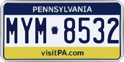 PA license plate MYM8532