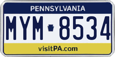 PA license plate MYM8534
