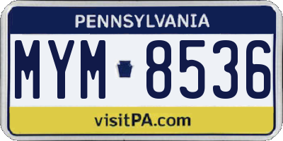 PA license plate MYM8536