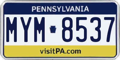 PA license plate MYM8537