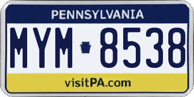 PA license plate MYM8538