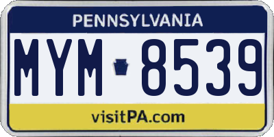 PA license plate MYM8539