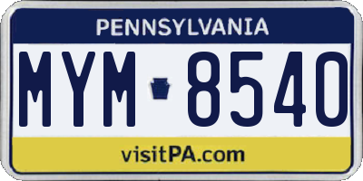 PA license plate MYM8540
