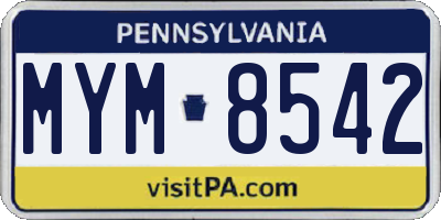 PA license plate MYM8542