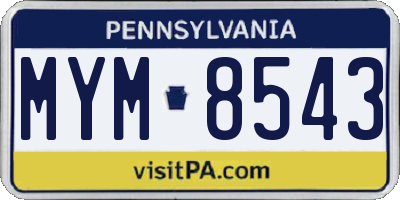 PA license plate MYM8543