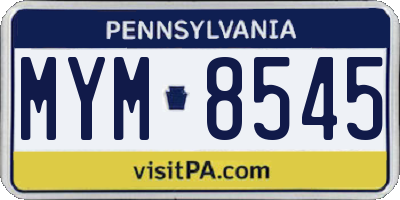 PA license plate MYM8545