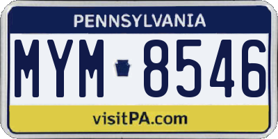 PA license plate MYM8546