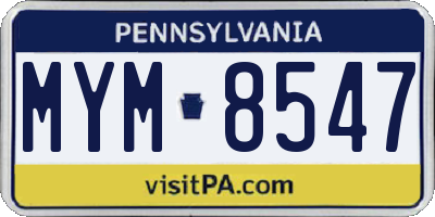 PA license plate MYM8547