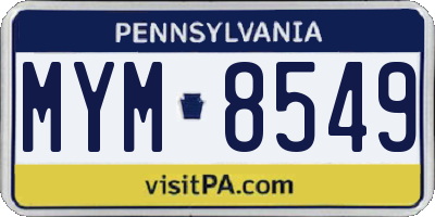 PA license plate MYM8549