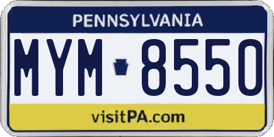 PA license plate MYM8550