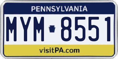 PA license plate MYM8551