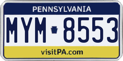 PA license plate MYM8553