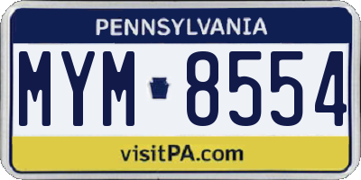 PA license plate MYM8554