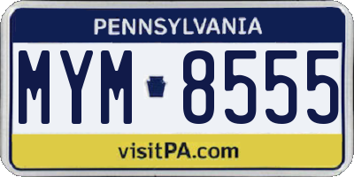 PA license plate MYM8555