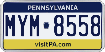 PA license plate MYM8558