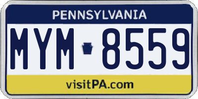 PA license plate MYM8559