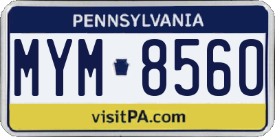 PA license plate MYM8560