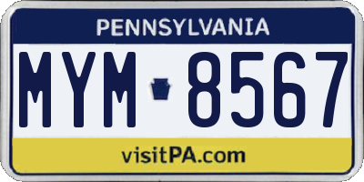 PA license plate MYM8567