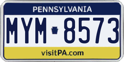 PA license plate MYM8573
