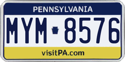 PA license plate MYM8576