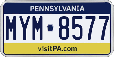 PA license plate MYM8577