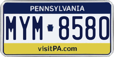 PA license plate MYM8580