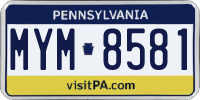 PA license plate MYM8581