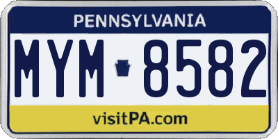 PA license plate MYM8582