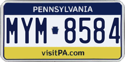 PA license plate MYM8584