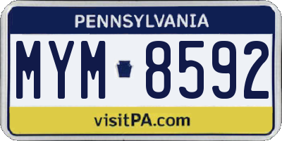 PA license plate MYM8592