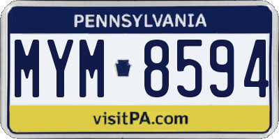 PA license plate MYM8594
