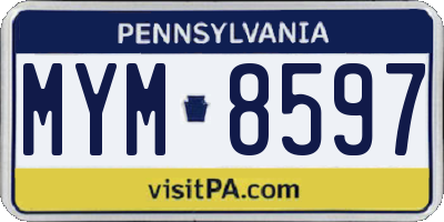 PA license plate MYM8597