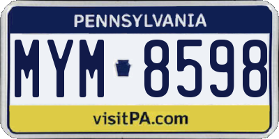 PA license plate MYM8598