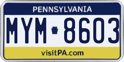 PA license plate MYM8603