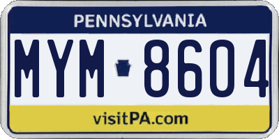 PA license plate MYM8604