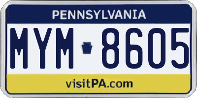 PA license plate MYM8605
