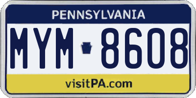 PA license plate MYM8608