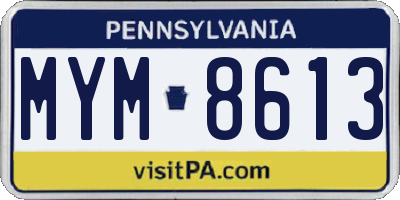 PA license plate MYM8613