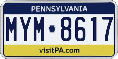 PA license plate MYM8617