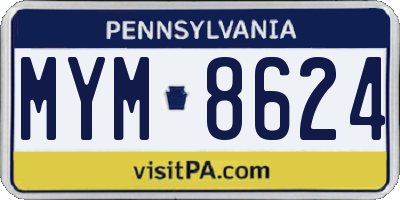 PA license plate MYM8624