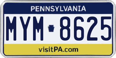 PA license plate MYM8625