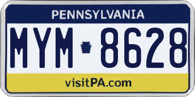 PA license plate MYM8628