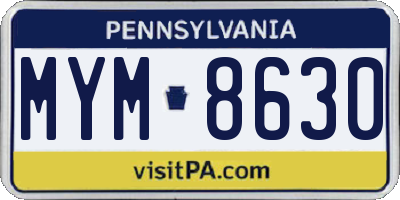PA license plate MYM8630