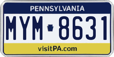 PA license plate MYM8631