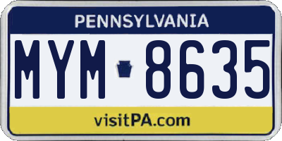 PA license plate MYM8635