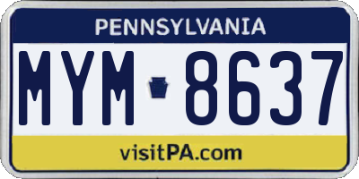 PA license plate MYM8637