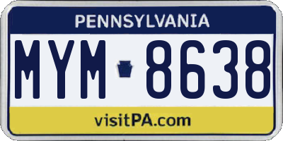 PA license plate MYM8638