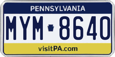 PA license plate MYM8640