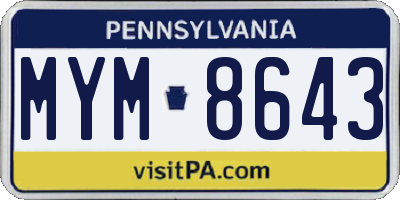 PA license plate MYM8643