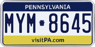 PA license plate MYM8645